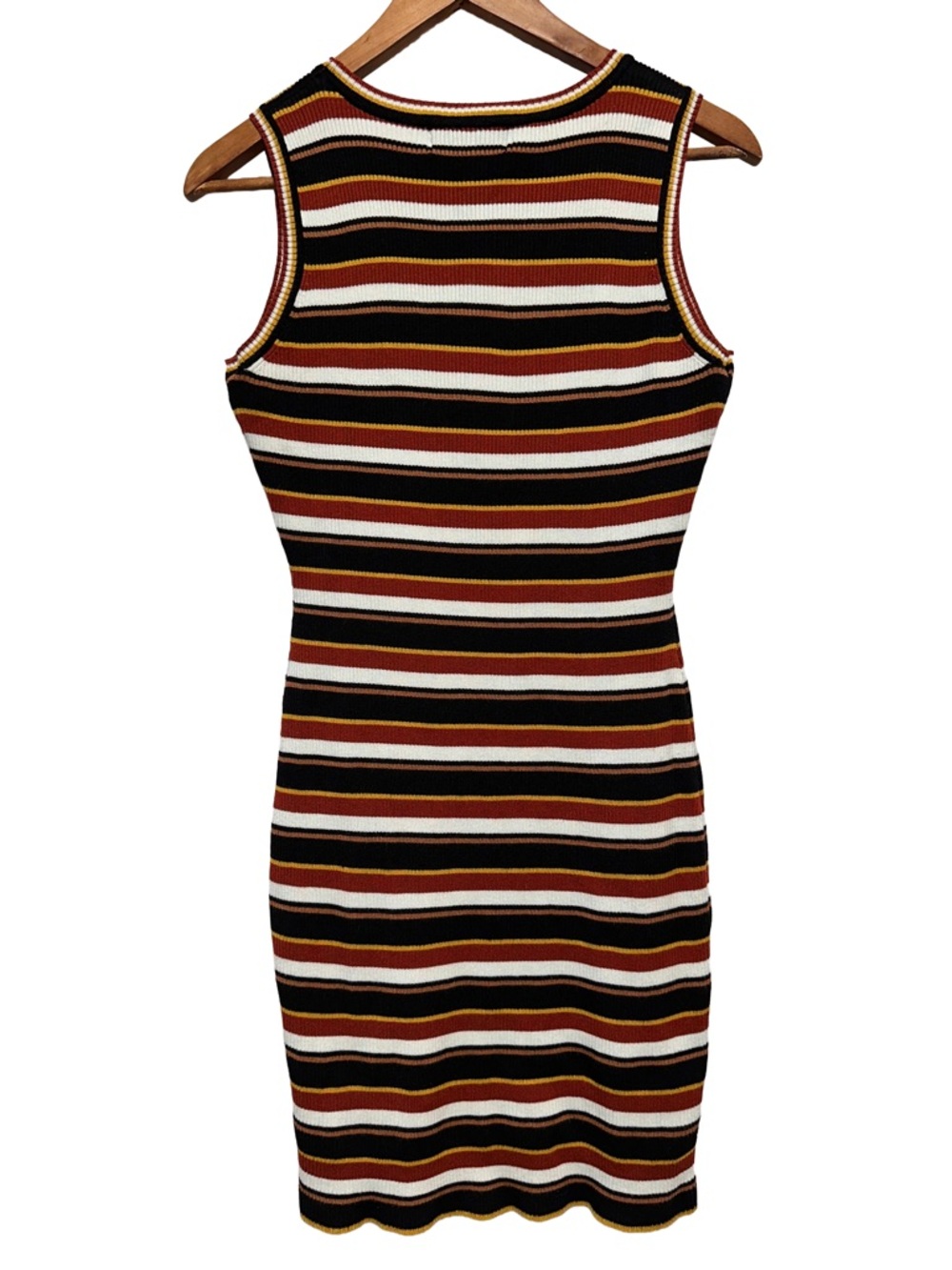 SWEET WANDERER Striped Rib Knit Bodycon Mini Tank Dress Retro 70s M - Picture 3 of 6